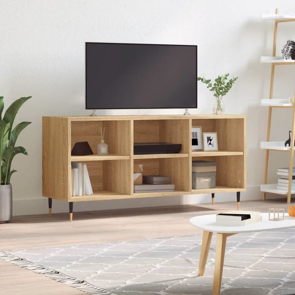 vidaXL Mobile Porta TV Roverete Sonoma con Ruote, Colore Marrone, L 103,5 cm x P 30 cm x H 50 cm