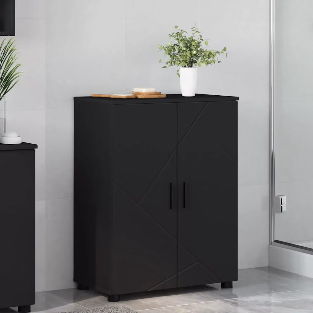 Mobile da bagno moderno vidaXL con ante a battente nero L: 60 cm, P: 35 cm, H: 80 cm
