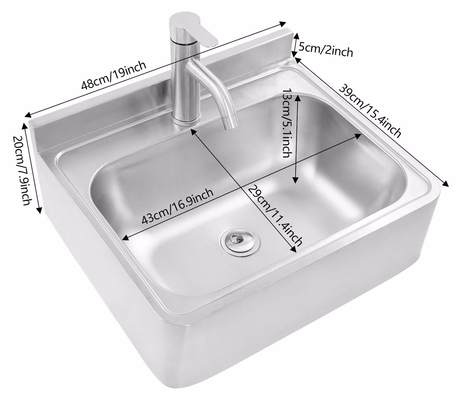 Lavabo da parete in acciaio inossidabile compatto, con rubinetto girevole, ideale per camper, imbarcazioni, bar e piccoli spazi