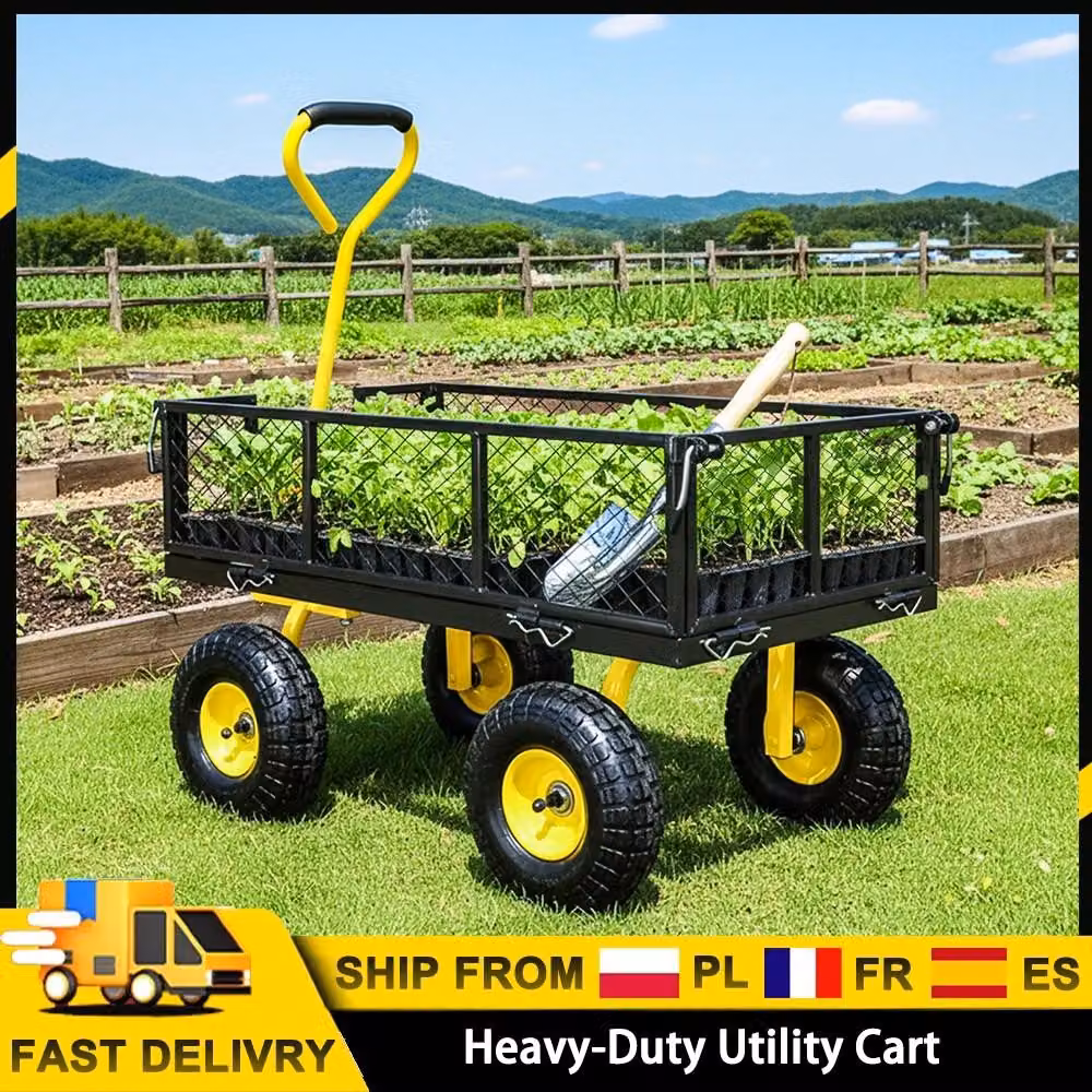 Carrello da giardino robusto 2-in-1, con ruote adatte a tutti i terreni