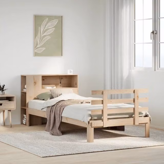 Giroletto con Libreria vidaXL in Legno di Pino Naturale con Ripiani Laterali L/P/H: 190 x 75 x 82 cm – 1