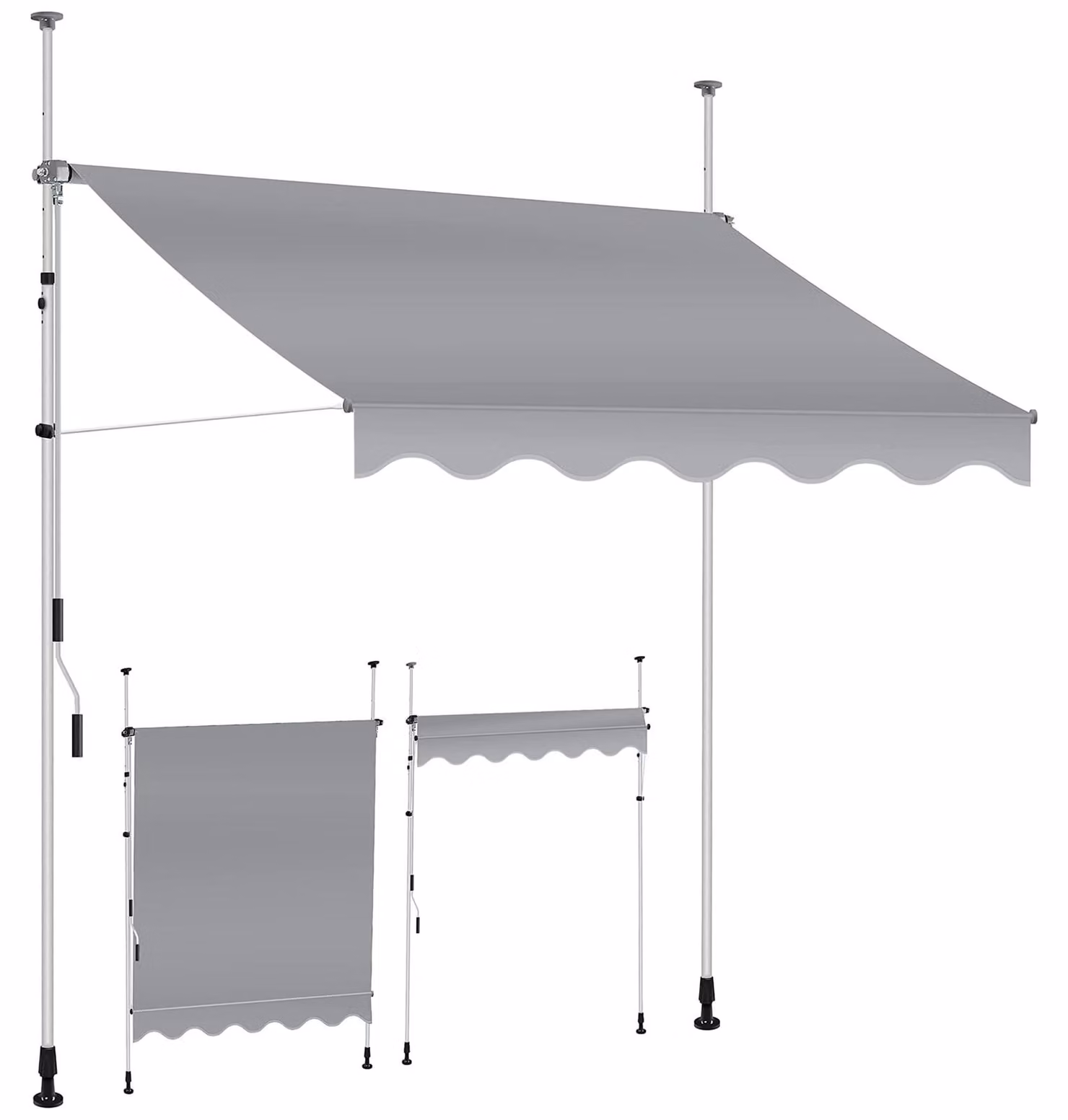 Tenda a braccio da balcone a pinza - Estensibile - 250 cm - Beige - Senza trapano