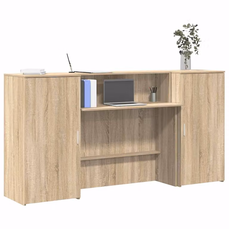 vidaXL Banco Reception in Rovere Sonoma e Legno Multistrato, Marrone, L 200 cm x P 50 cm x H 103,5 cm