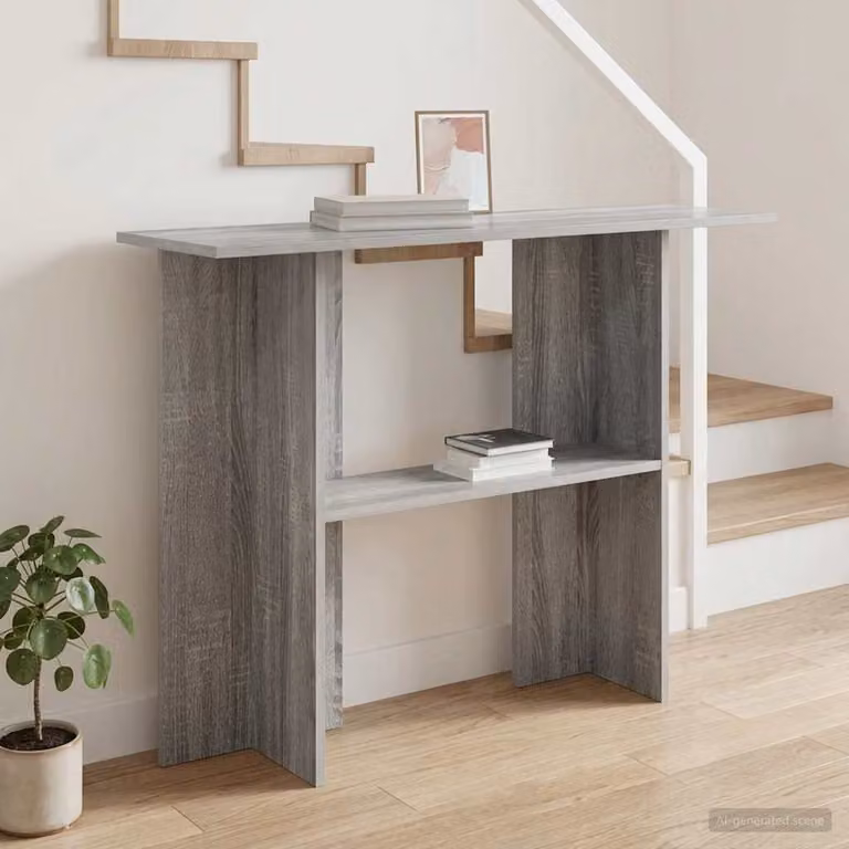 vidaXL Tavolo consolle moderno in MDF Grigio L: 100 cm, P: 30 cm, H: 75 cm