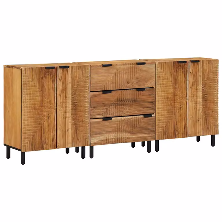Set di 3 credenze moderne vidaXL in legno di acacia massello marrone L: 180 cm, P: 33 cm, H: 75 cm