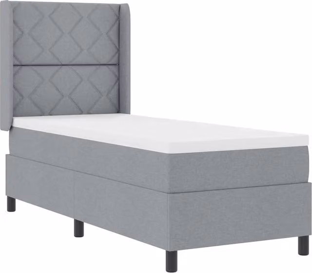 Letto singolo | Letto per adulti | Letto a Sorgente LED Grigio chiaro 80 x 200 cm Tessuto