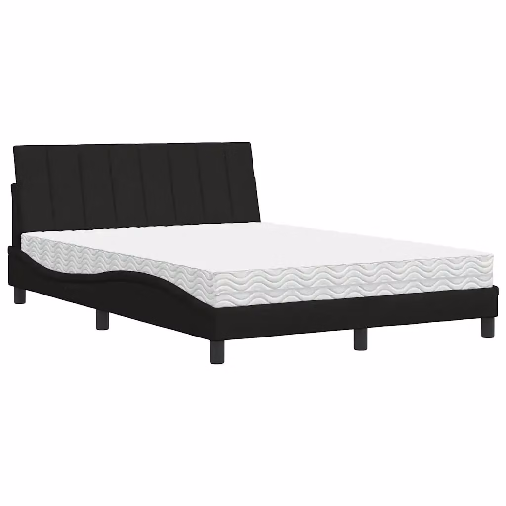 Letto con Materasso Hanko vidaXL in Tessuto Nero e Bianco L/P: 120 x 200 cm – 2