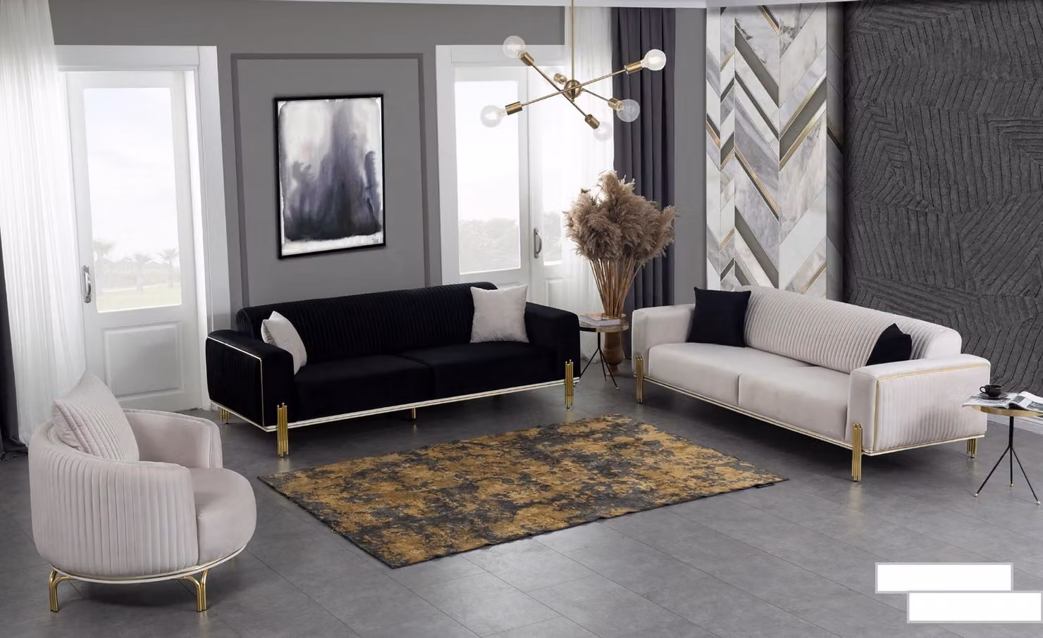 Luxus Sofagarnitur Couch Set Sofa Polster Couchen 3+3+1 Polstergarnituren Samt