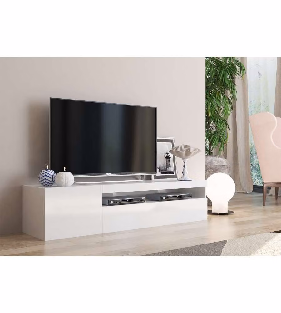Porta Tv 1 Ante + Anta Ribalta Daiquiri Bianco Lucido