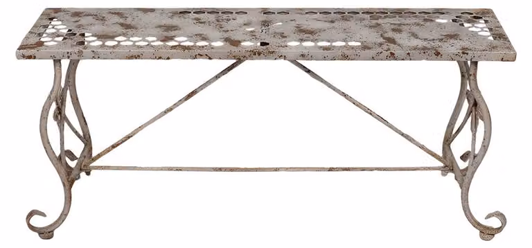 Panchina da giardino Clayre & Eef 105x35x44 cm Bianco Marrone Metallo