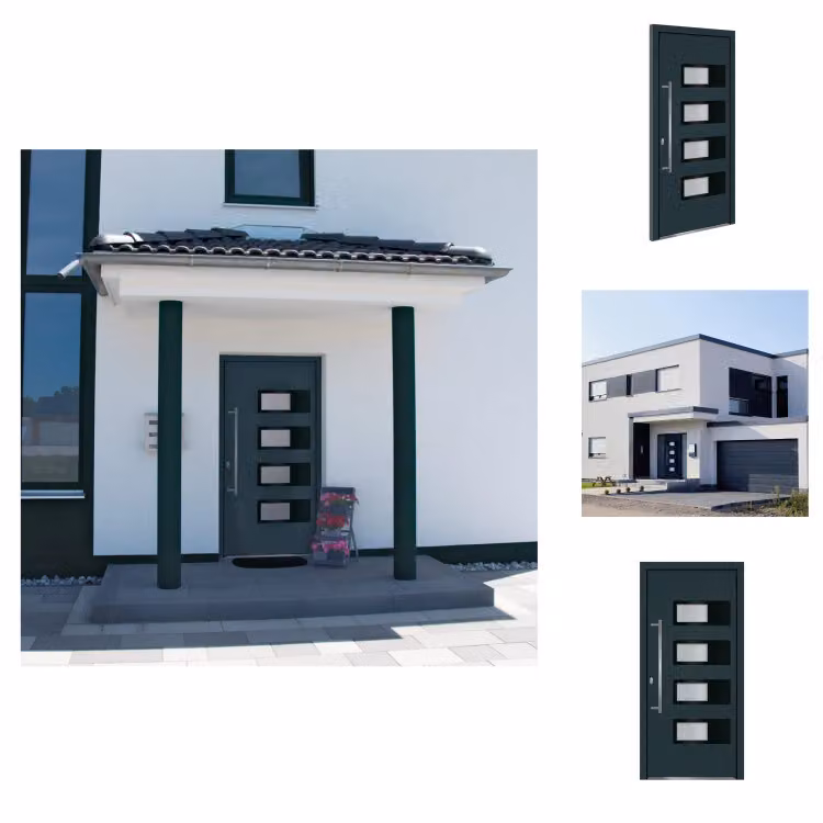 vidaXL Porta d'ingresso antracite 100x210 cm Alluminio e PVC - Porte d'ingresso