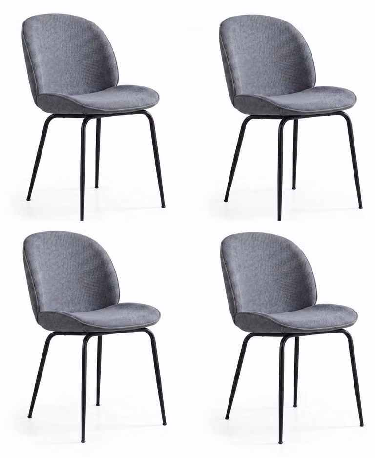 Sedie da pranzo (4 pezzi), grigie, stile moderno, imbottite, colore antracite, ideali per arredare un ambiente in stile loft