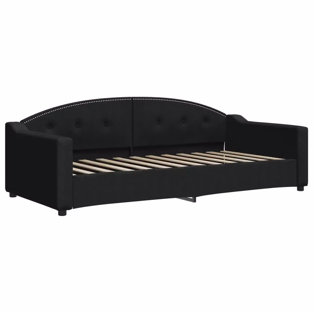 Letto da giorno moderno vidaXL in tessuto nero con struttura in legno e metallo – 2