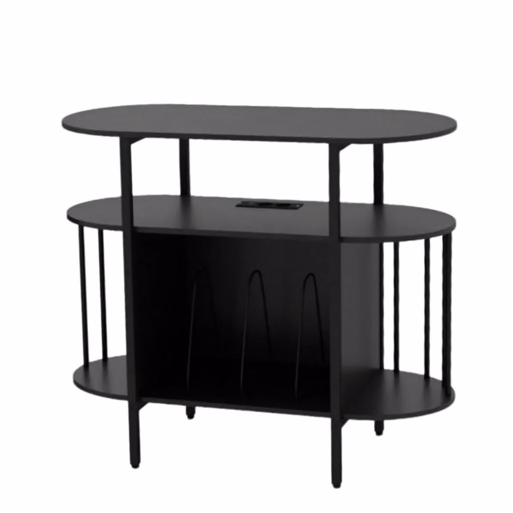 Mobile porta dischi in metallo DESIGN IN con luce LED integrata e stazione di ricarica, Nero opaco, L: 90 cm, P: 40 cm, H: 0 cm (non specificata) – 2