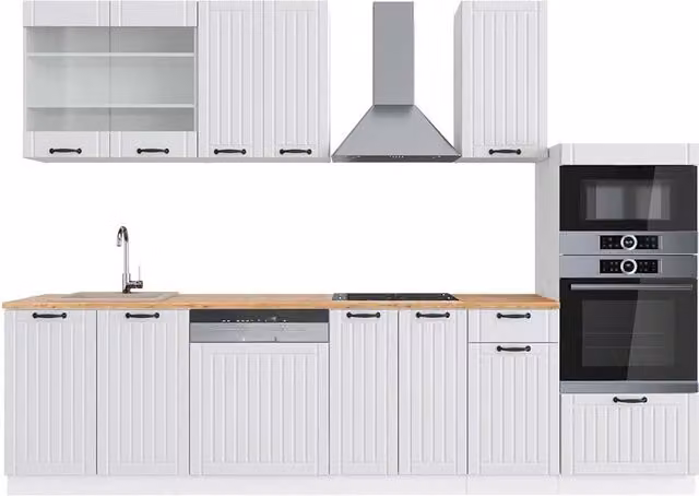 Cucina componibile Fame-Line Vicco Bianco rustico e Bianco, L: 300 cm – 1