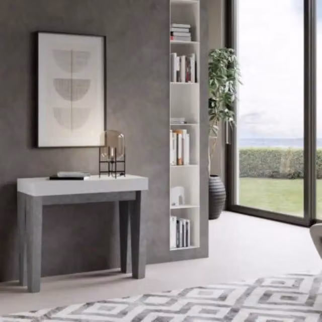 Consolle allungabile 90x40/300 cm Spimbo Mix piano bianco frassino - struttura cemento