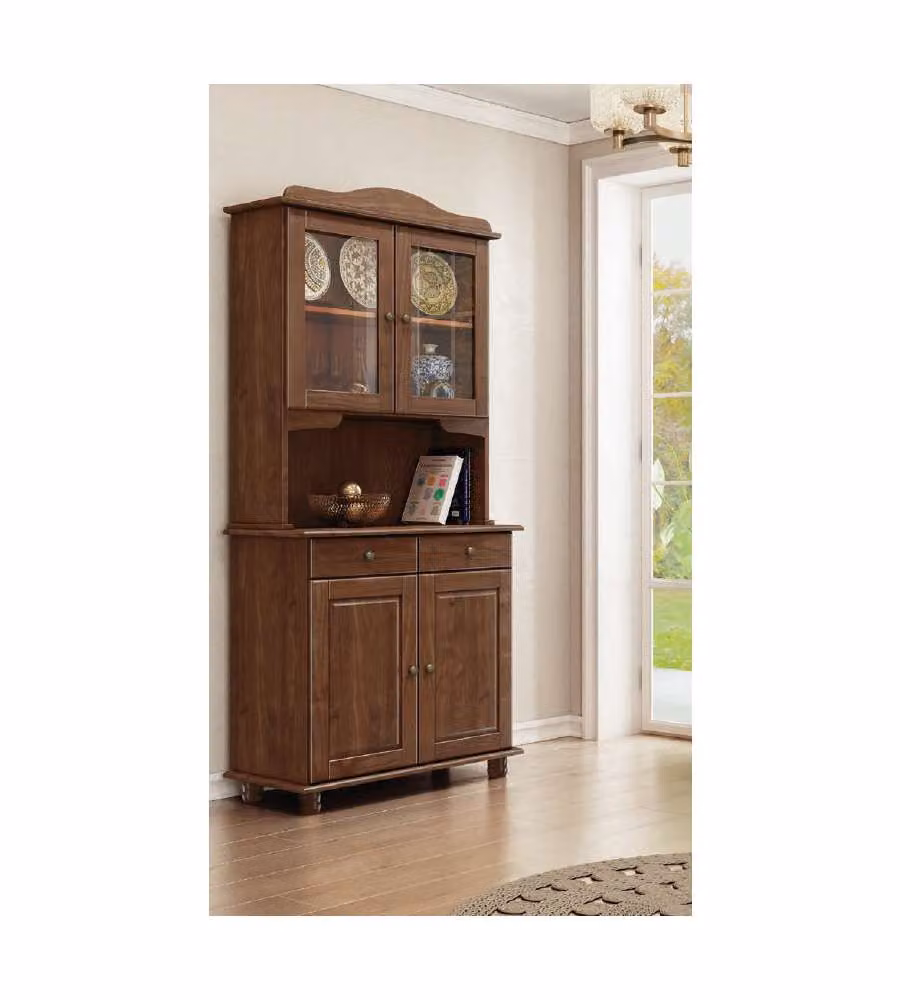 Credenza in Pino Massiccio 4 Ante e 2 Cassetti con Vetrine - Imbuya Domo Mea