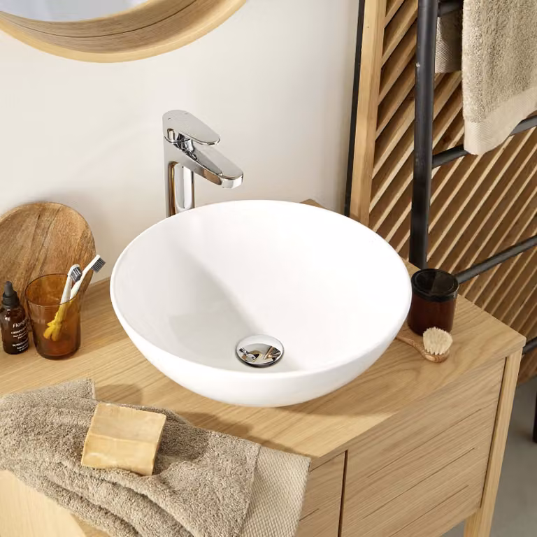 Lavabo da appoggio rotondo in Vetroceramica bianca OMA da 40 cm