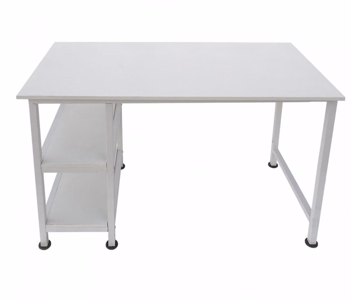 Scrivania da computer - con ripiani - metallo bianco e legno - larghezza 110 cm