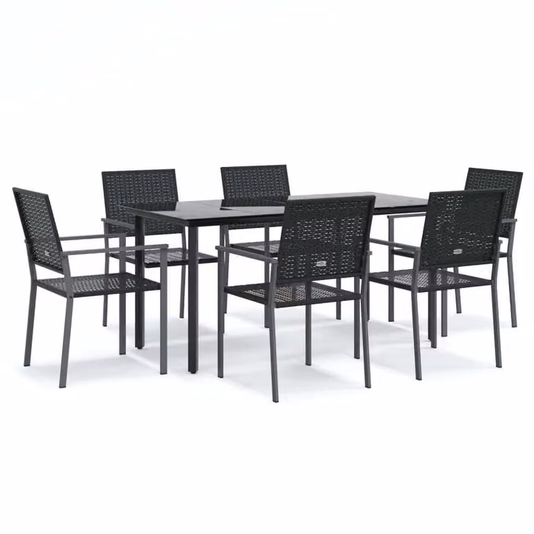 Set da Pranzo da Giardino 7 pz in Polyrattan e Acciaio