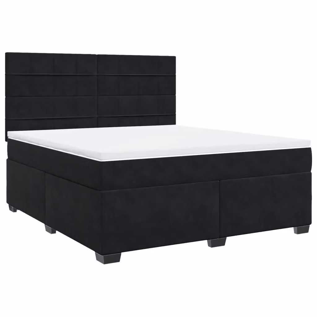 Letto Ibrido vidaXL con Giroletto a Molle e Materasso in Velluto Nero e Bianco L/P: 180 x 200 cm – 2