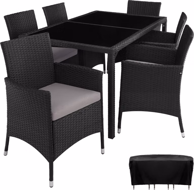tectake® Gruppo di seduta in rattan Porto per 6 persone