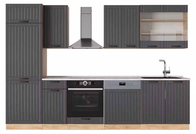 Cucina componibile Vicco Fame-Line Grigio scuro 300 cm , PL Marmo, Model 57210