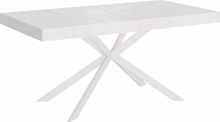 ITYHOME - Tavolo allungabile 160/264x90 cm Plaker bianco frassino gambe bianche