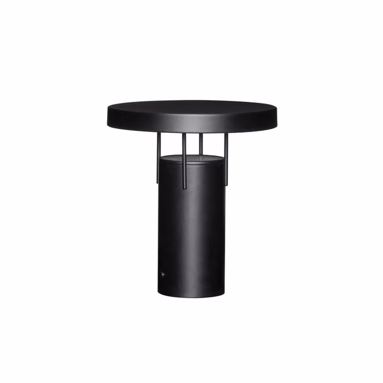 Hübsch HÜBSCH lampada LED da tavolo a ricarica BringMe, nero opaco, altezza 28 cm dimmerabile, Nero, Metallo, Moderno