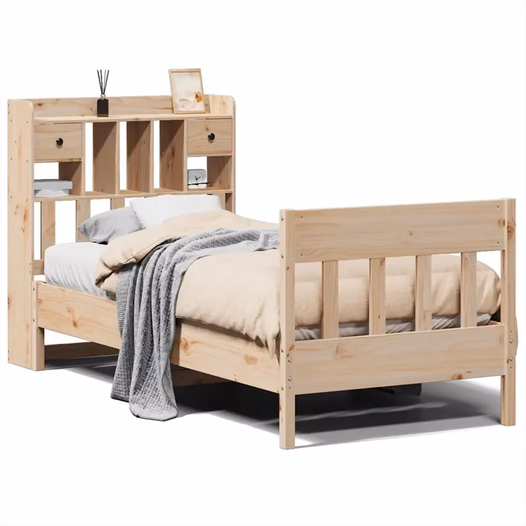 Letto singolo VIDAXL in legno massello di pino rustico con cassetti, L/P/H: 190 x 90 x 30 cm – 2