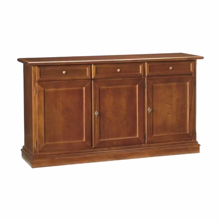 Credenza stile arte povera Mobili 2G con 3 porte e 3 cassetti color noce L: 156 cm