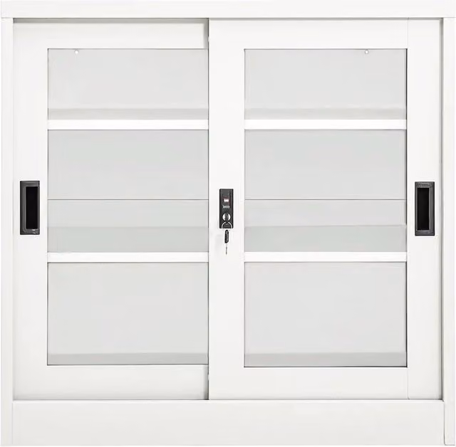 Armadio con Ante Scorrevoli Bianco 90x40x90 cm in Acciaio 335954