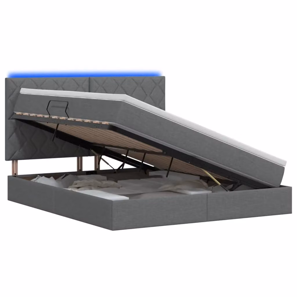 Letto con contenitore e illuminazione LED vidaXL, Grigio, L/P/H: 140 x 200 x 128 cm – 2