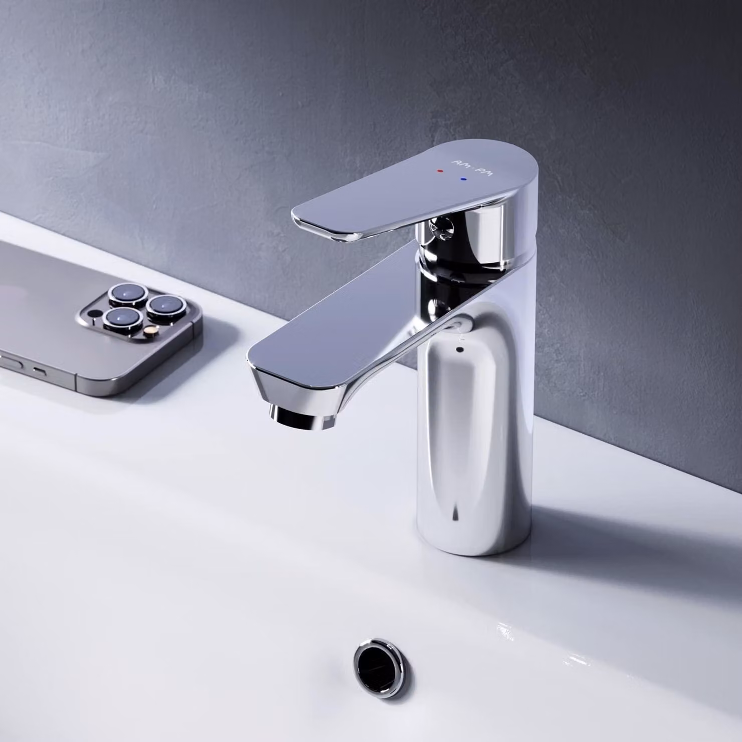 Rubinetto moderno per lavabo con una sola leva