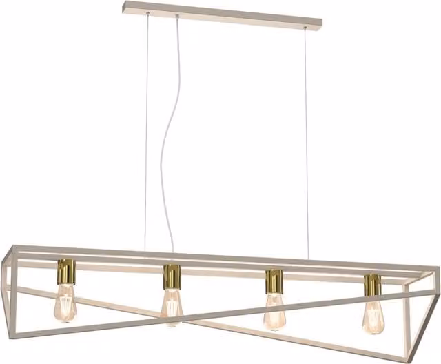 Lampada sospensione industrial Gote crema oro 4xE27