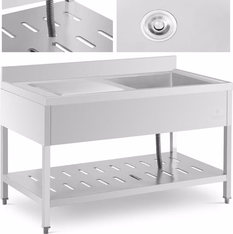 Expondo Royal Catering Lavello - 1 vasca - - Acciaio inossidabile - 140 x 70 cm