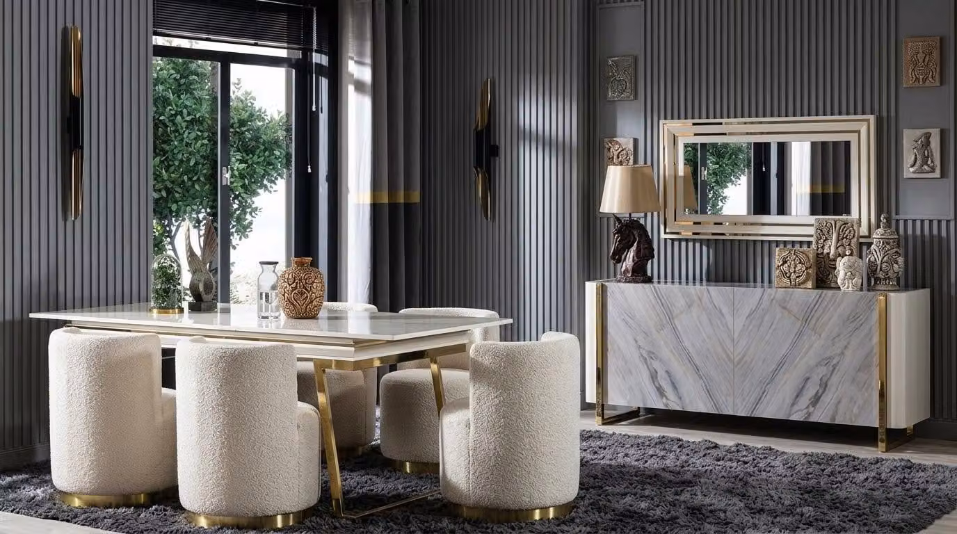 Tisch Spiegel Wohnzimmer Stil modern weiß rechteckig bequem praktisch