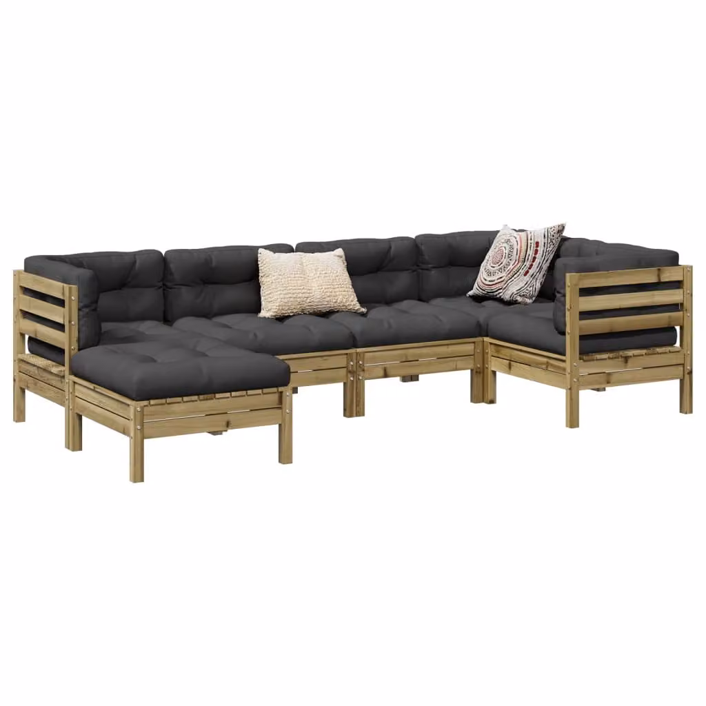 Maison Exclusive - Set da giardino composto da 6 pezzi con cuscini, in legno di pino trattato
