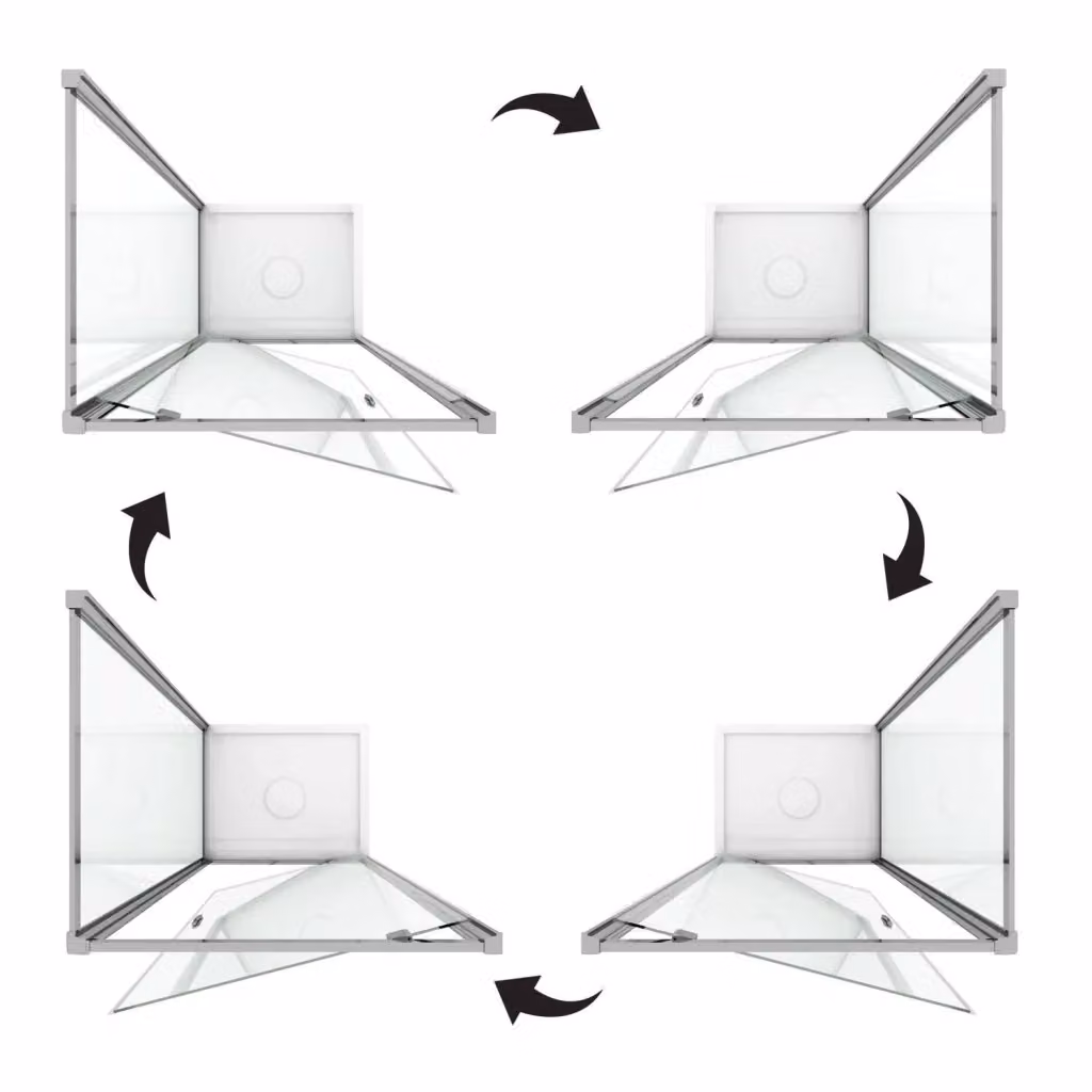 Box Doccia Angolare Fosterberg Aalborg Duo con 1 Anta Battente in Cristallo Opaco da 6mm, L/P: 75 x 80 cm, H: 198 cm – 2
