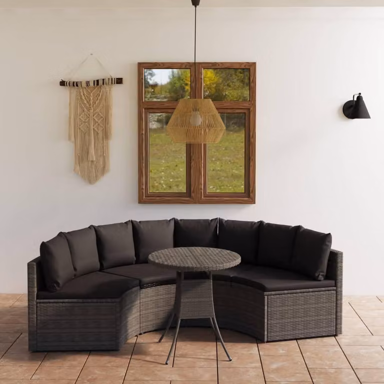 Maison Exclusive - Set da giardino composto da 5 pezzi con cuscini, in rattan sintetico grigio