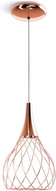 Lampada a sospensione Stilnovo Mongolfier in metallo nero e rame con tecnologia LED dimmerabile e altezza regolabile