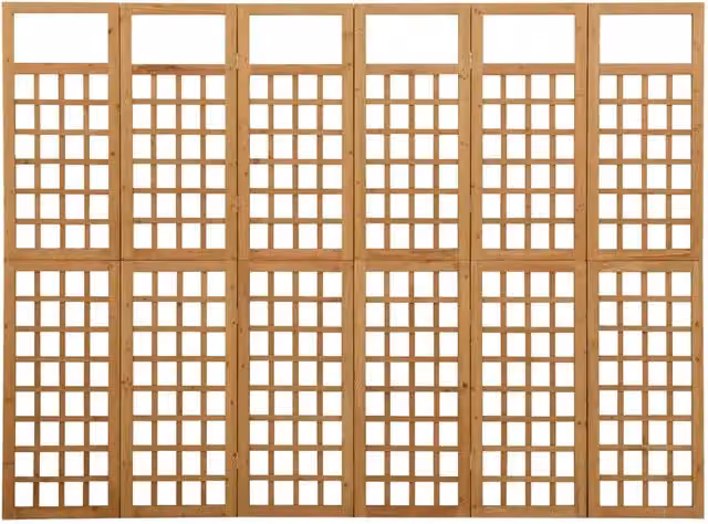 Divisorio a 6 Pannelli in Legno Massello di Abete vidaXL, Marrone, H 180 cm x L 242,5 cm