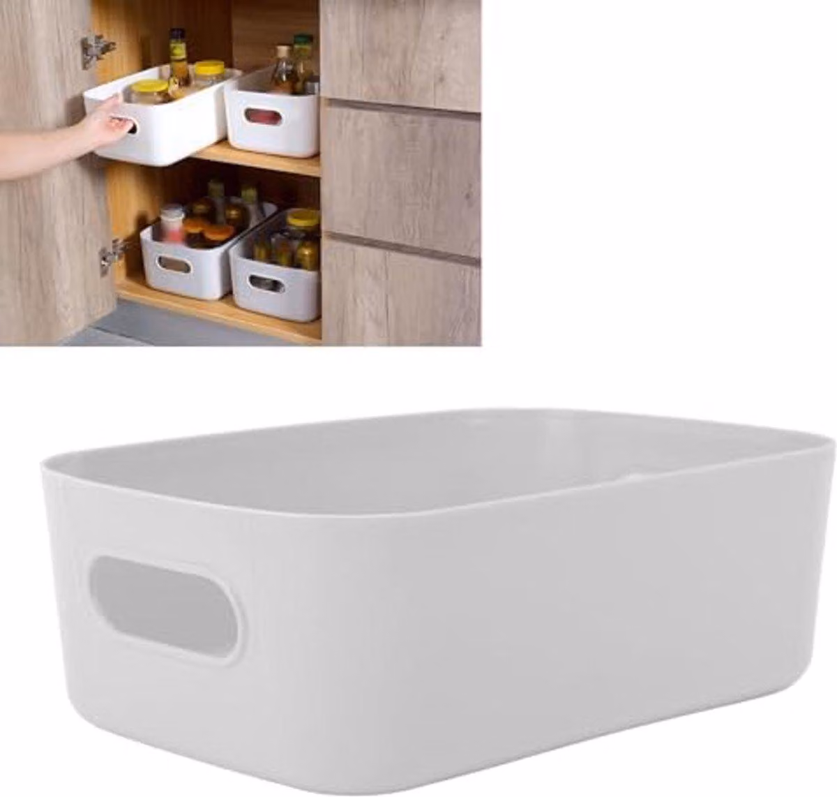 Cesti portaoggetti da 10 pezzi - Organizer in plastica con maniglia - 29x20 cm
