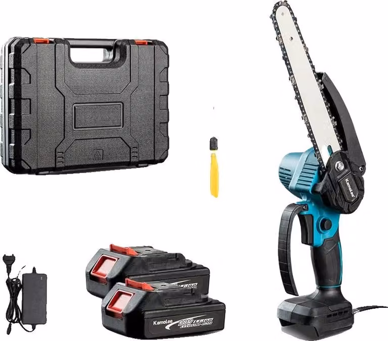 Troncatrice a catena elettrica, motore brushless, lama da 8 pollici, 2 batterie da 30Ah, prodotto per il mercato europeo