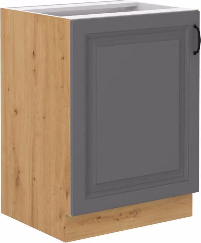 Armadietto inferiore ad anta singola SOPHIA - larghezza 60 cm, grigio / rovere artisan