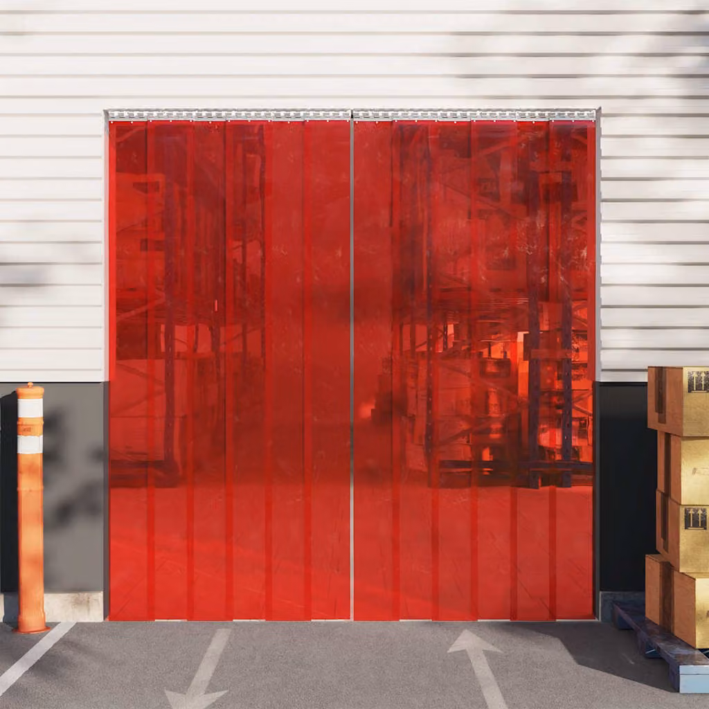 Tenda per porte vidaXL in PVC rossa con strisce isolanti termicamente e acusticamente L: 25 m, H: 20 cm