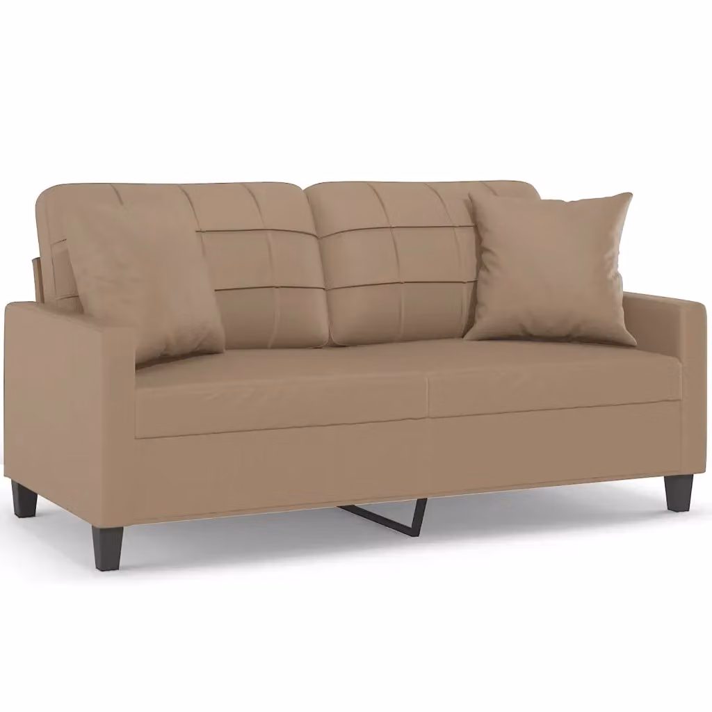 Divano a 2 posti moderno vidaXL in similpelle beige con cuscini e struttura in metallo L: 140 cm, P: 80 cm, H: 77 cm – 2