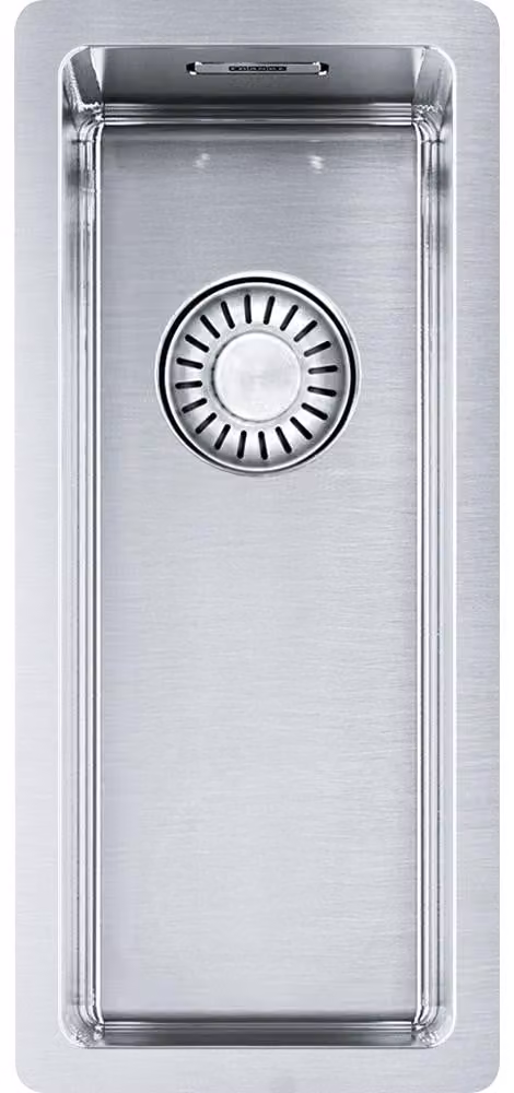 FRANKE BOX, BXX 110-16, 200x450 mm, cestello di raccolta integrale con valvola a pulsante, con troppopieno nascosto, con scarico a scomparsa, acciaio inox spazzolato