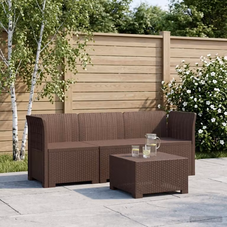 vidaXL Divano da Giardino a 3 Posti in Rattan Marrone con Cuscini Resistente ai Raggi UV