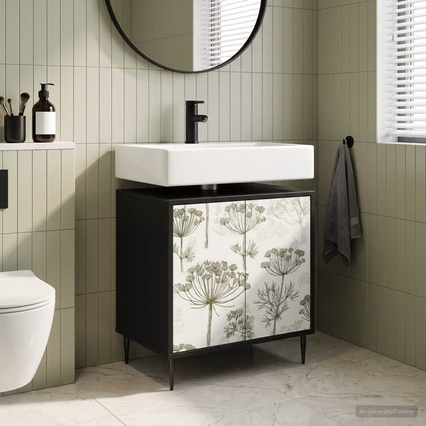 Mobile da bagno moderno vidaXL GOTHA Rovere Nero con ante a cerniera, L: 60 cm, P: 40 cm, H: 61 cm